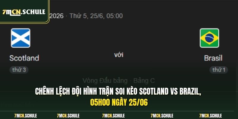 Soi Kèo Scotland Vs Brazil, 05h00 Ngày 25/06 Ai Sẽ Giành Điểm 7 Chênh lệch đội hình trận soi kèo Scotland vs Brazil, 05h00 ngày 25/06